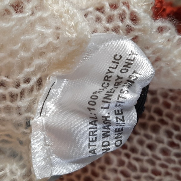 Cowl Scarf Two Tone Rust Cream Warm Cozy Woven Soft Acrylic Washable Beautiful - Picture 5 of 5